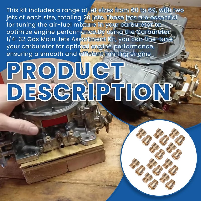 Ciuouient Carburetor Main Jets Kit Compatible with Holley Style Carburetors (2 each 60-61-62-63-64-65-66-67-68-69) - Image 3